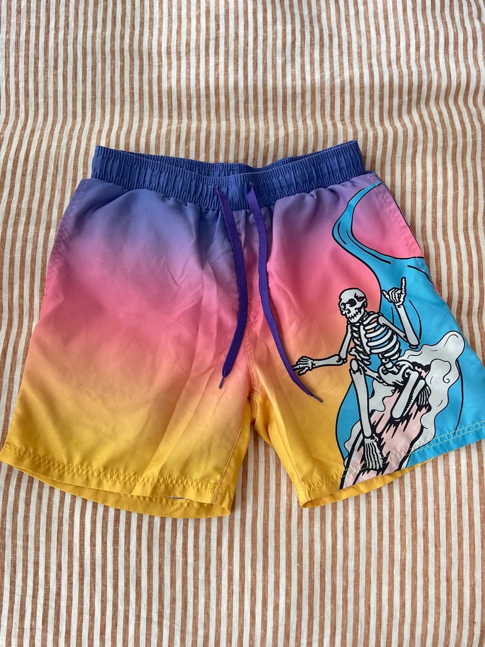 Chemistry Brand Men's Gradient Sunset Skull Surf Swim Shorts - Swim Trunks M